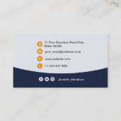 プロフェッショナルカスタムQRCodeフォトダークブルーオレンジ 名刺 (裏面)