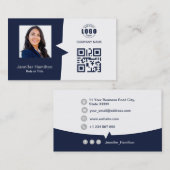 プロフェッショナルカスタムQRCodeフォトダークブルーグレー 名刺 (正面/裏面)