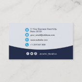 プロフェッショナルカスタムQRCodeフォトダークブルービジネス 名刺 (裏面)