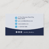 プロフェッショナルカスタムQRCodeフォトダークブルービジネス 名刺 (裏面)