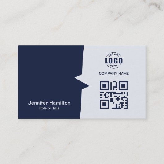 プロフェッショナルカスタムQRCodeフォトダークブルー 名刺 (正面)