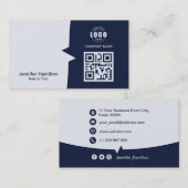 プロフェッショナルカスタムQRCodeフォトダークブルー 名刺 (正面/裏面)