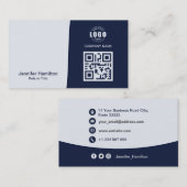 プロフェッショナルカスタムQRCodeフォトダークブルー 名刺 (正面/裏面)