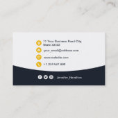 プロフェッショナルカスタムQRCodeフォトネイビーブルーイエロー 名刺 (裏面)