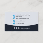 プロフェッショナルカスタムQRCodeフォトネイビーブルービジネス 名刺 (裏面)