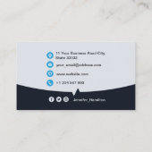 プロフェッショナルカスタムQRCodeフォトネイビーブルービジネス 名刺 (裏面)