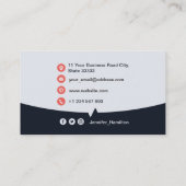 プロフェッショナルカスタムQRCodeフォトネイビーブルーレッド 名刺 (裏面)