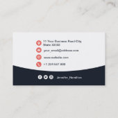 プロフェッショナルカスタムQRCodeフォトネイビーブルーレッド 名刺 (裏面)