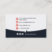 プロフェッショナルカスタムQRCodeフォトネイビーブルーレッド 名刺 (裏面)