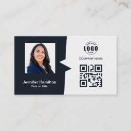 プロフェッショナルカスタムQRCodeフォトネイビーブルー 名刺