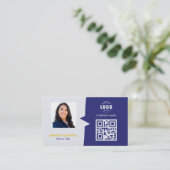 プロフェッショナルカスタムQRCodeフォトブルーイエロー 名刺 (スタンド正面)