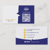 プロフェッショナルカスタムQRCodeフォトブルーイエロー 名刺 (正面/裏面)