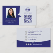 プロフェッショナルカスタムQRCodeフォトブルーグレー 名刺 (正面/裏面)