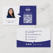 プロフェッショナルカスタムQRCodeフォトブルーグレー 名刺 (正面/裏面)