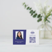 プロフェッショナルカスタムQRCodeフォトブルーグレー 名刺 (スタンド正面)
