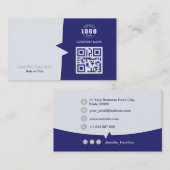 プロフェッショナルカスタムQRCodeフォトブルーグレー 名刺 (正面/裏面)