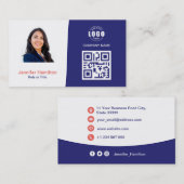 プロフェッショナルカスタムQRCodeフォトブルーレッド 名刺 (正面/裏面)