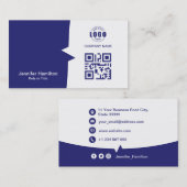プロフェッショナルカスタムQRCodeフォトブルー 名刺 (正面/裏面)