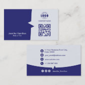 プロフェッショナルカスタムQRCodeフォトブルー 名刺 (正面/裏面)