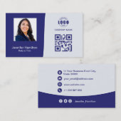 プロフェッショナルカスタムQRCodeフォトブルー 名刺 (正面/裏面)