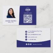 プロフェッショナルカスタムQRCodeフォトブルー 名刺 (正面/裏面)