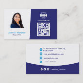 プロフェッショナルカスタムQRCodeフォトブルー 名刺 (正面/裏面)