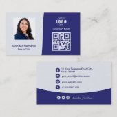プロフェッショナルカスタムQRCodeフォトブルー 名刺 (正面/裏面)
