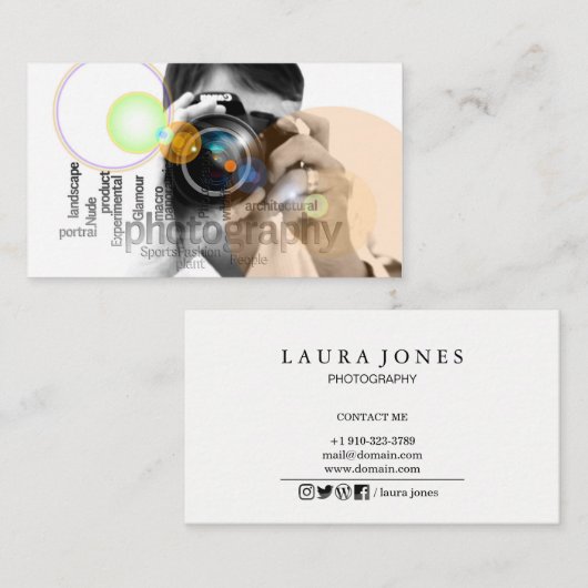 プロフェッショナルカメラのレンズファインダー撮影 名刺 (正面/裏面)