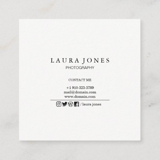 プロフェッショナルカメラレンズビューファインダー撮影部 スクエア名刺 (裏面)