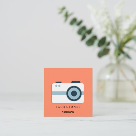 プロフェッショナルカメラレンズビューファインダー撮影部 スクエア名刺 (スタンド正面)