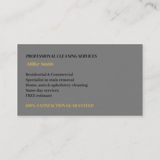プロフェッショナルカーペットとタイルのクリーニングロゴ 名刺 (裏面)