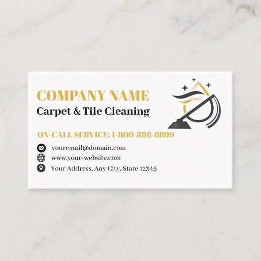 プロフェッショナルカーペットとタイルのクリーニングロゴ 名刺 (正面)