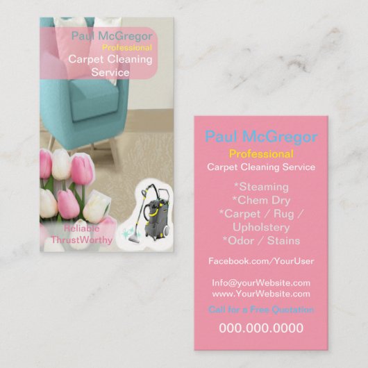 プロフェッショナルカーペット清掃サービス 名刺 (正面/裏面)