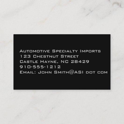 プロフェッショナルカーボンファイバーカービジネスカード 名刺 (裏面)