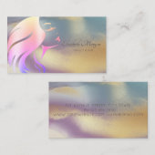 プロフェッショナルガール顔シルエットカラフル金ゴールド 名刺 (正面/裏面)