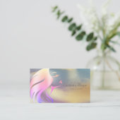 プロフェッショナルガール顔シルエットカラフル金ゴールド 名刺 (スタンド正面)