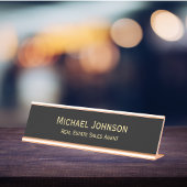 プロフェッショナルクモダンラス黒金ゴールドオフィスタイトル デスクネームプレート