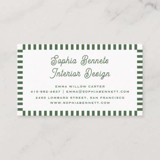 プロフェッショナルクラシックレトロクリーン70s 80sグリーン 名刺 (正面)