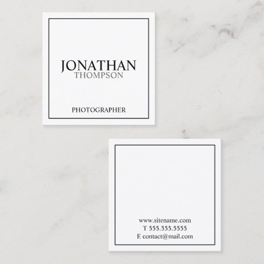 プロフェッショナルクラシック白黒 スクエア名刺 (正面/裏面)