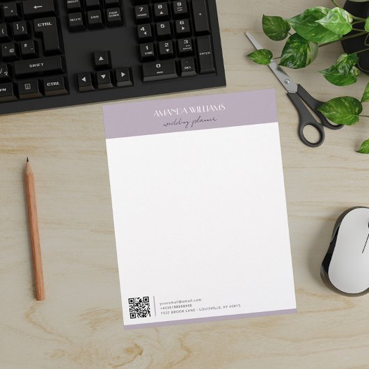 プロフェッショナルクラシックQRコードラベンダー レターヘッド