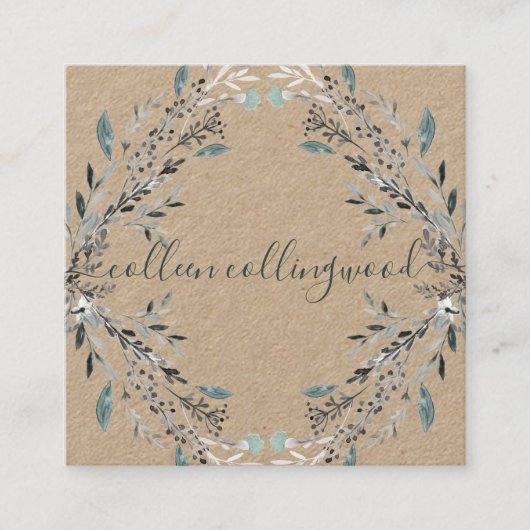 プロフェッショナルクラフモダント紙手書きスクリプト スクエア名刺 (正面)