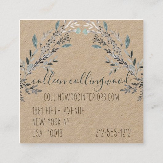 プロフェッショナルクラフモダント紙手書きスクリプト スクエア名刺 (裏面)