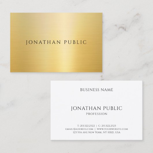 プロフェッショナルクリエイティブテンプレートエレガントフェイク金ゴールド 名刺 (正面/裏面)
