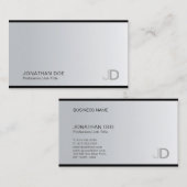 プロフェッショナルクリエイティブモダンモノグラムカッコいい銀 名刺 (正面/裏面)