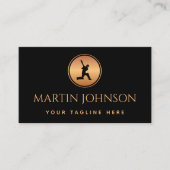 プロフェッショナルクリケットコーチ金ゴールド&ブラックロゴスポーツ 名刺 (正面)