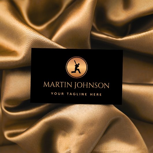 プロフェッショナルクリケットコーチ金ゴールド&ブラックロゴスポーツ 名刺