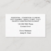 プロフェッショナルクリーニングサービスの名刺 名刺 (裏面)