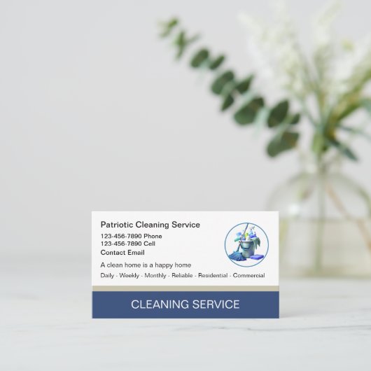 プロフェッショナルクリーニングサービスの名刺（新規） 名刺 (スタンド正面)