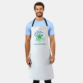 プロフェッショナルクリーニングサービスの緑の青のロゴ エプロン (着用した状態)