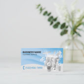 プロフェッショナルクリーニングサービスモダンの青いカーブ 名刺 (スタンド正面)